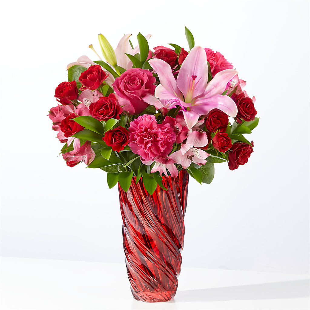 In Love Bouquet with Luxe Swirl Vase – Flowers By Karen Inc, Ocean Springs MS