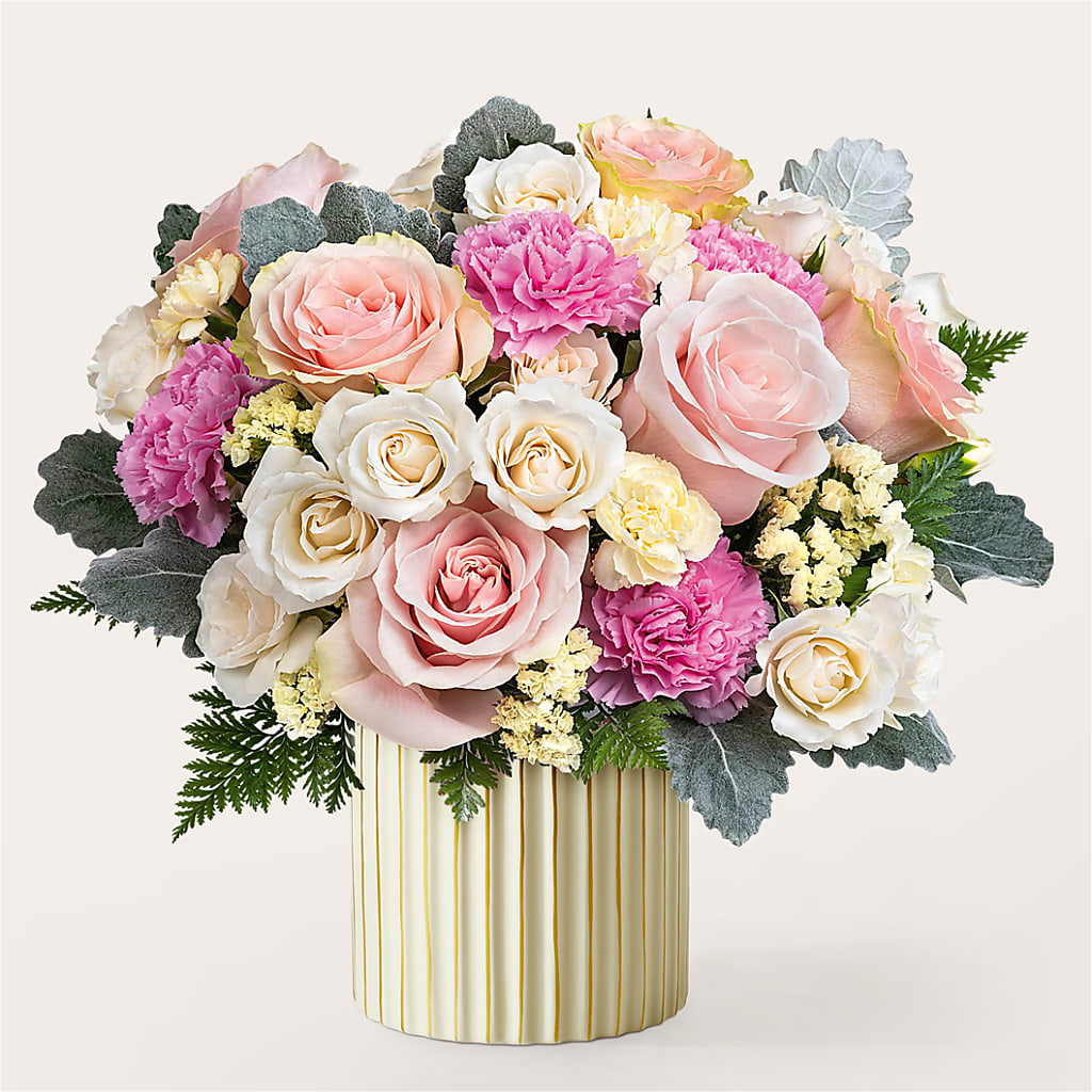 Blissful Moments Bouquet with Ivory Vase – Flowers By Karen Inc, Ocean Springs MS