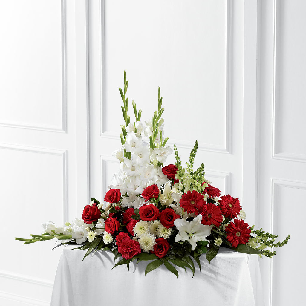 Crimson & White Arrangement – Flowers By Karen Inc, Ocean Springs MS