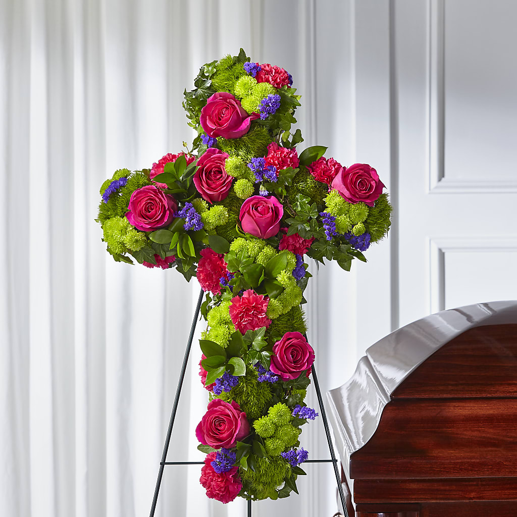 Tribute Rose Floral Cross – Flowers By Karen Inc, Ocean Springs MS