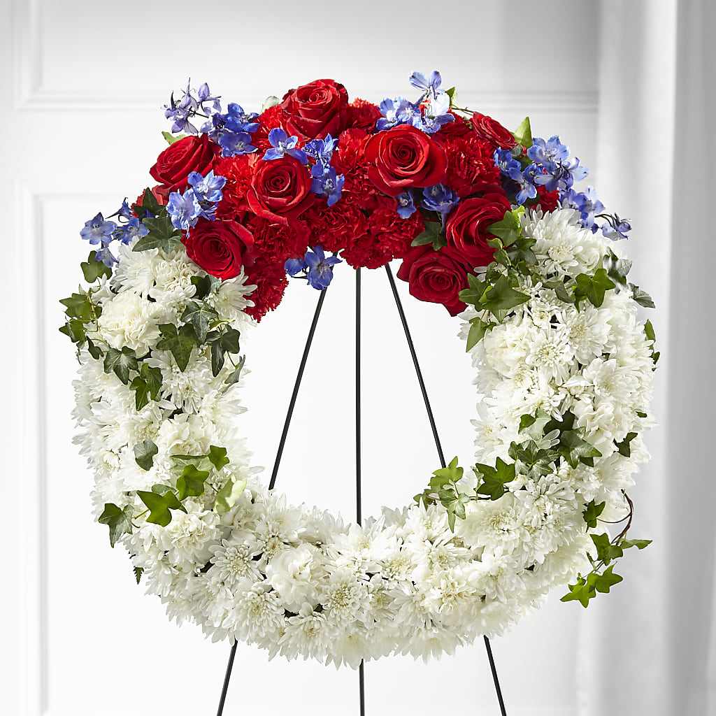 Patriotic Passion Wreath – Flowers By Karen Inc, Ocean Springs MS