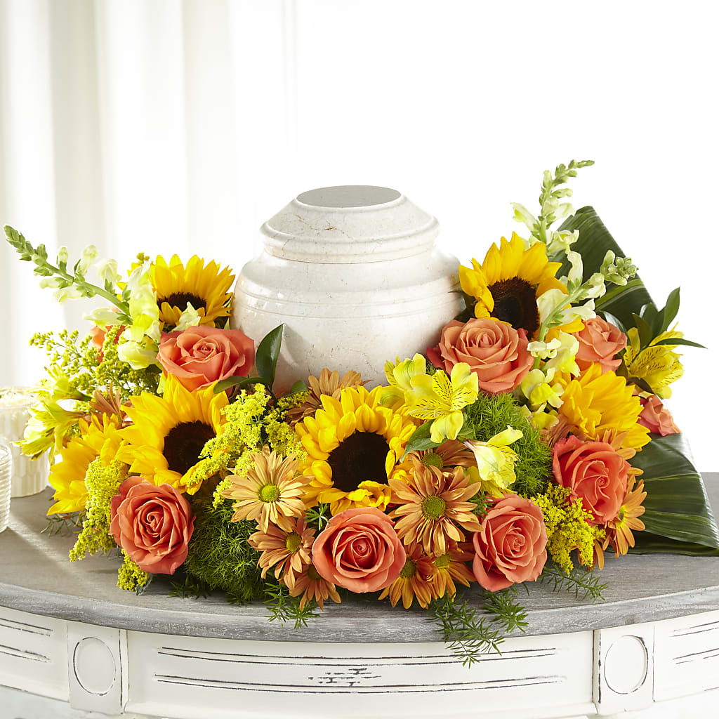 Faithful Sunflower Cremation Adornment – Flowers By Karen Inc, Ocean Springs MS