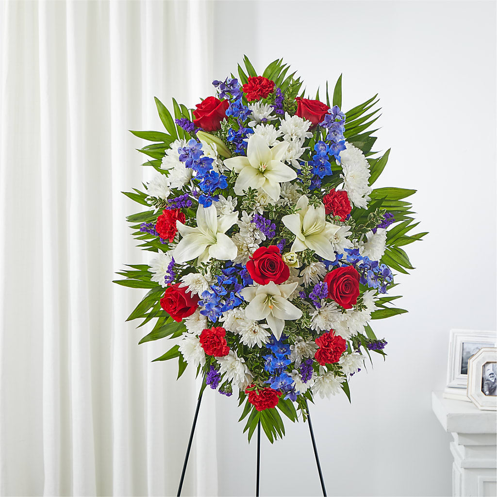 Cherished Service Standing Spray – Flowers By Karen Inc, Ocean Springs MS
