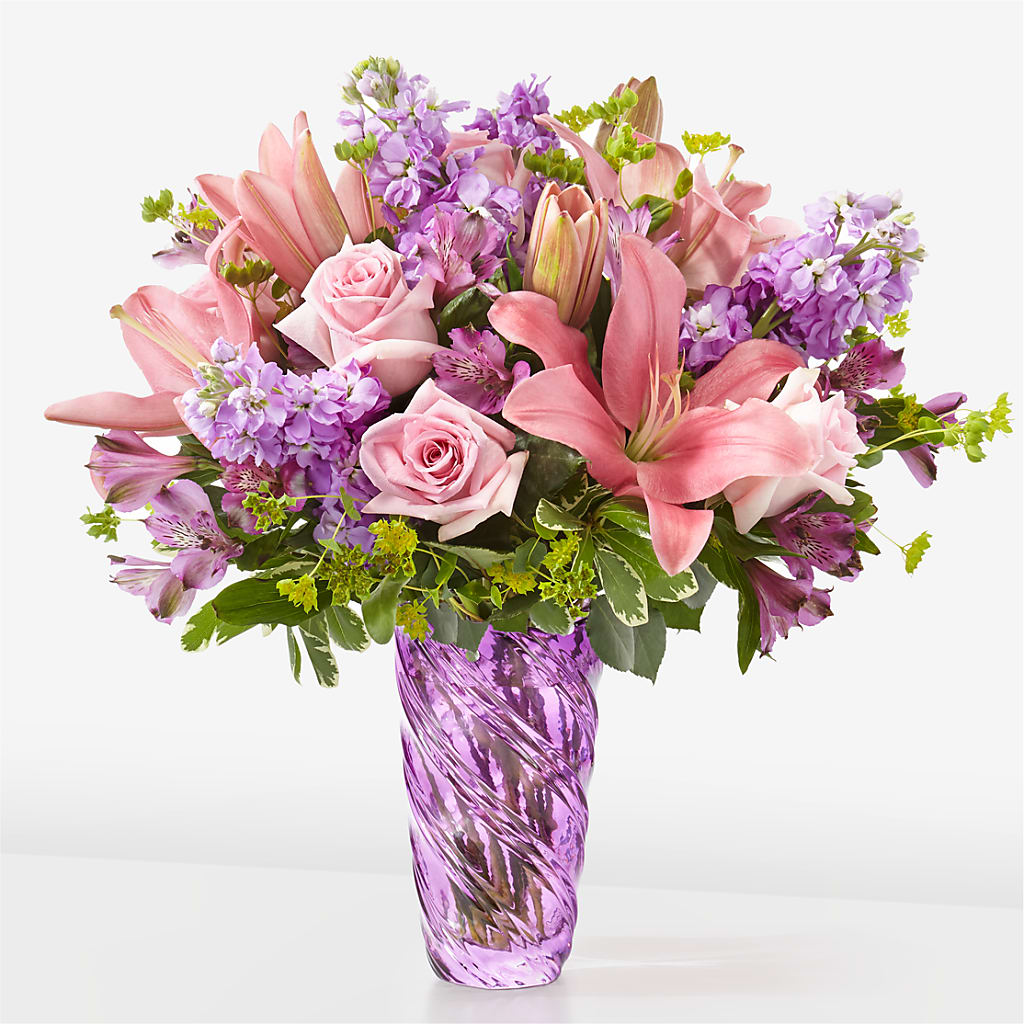 Precious Petals Bouquet with Luxe Swirl Vase – Flowers By Karen Inc, Ocean Springs MS