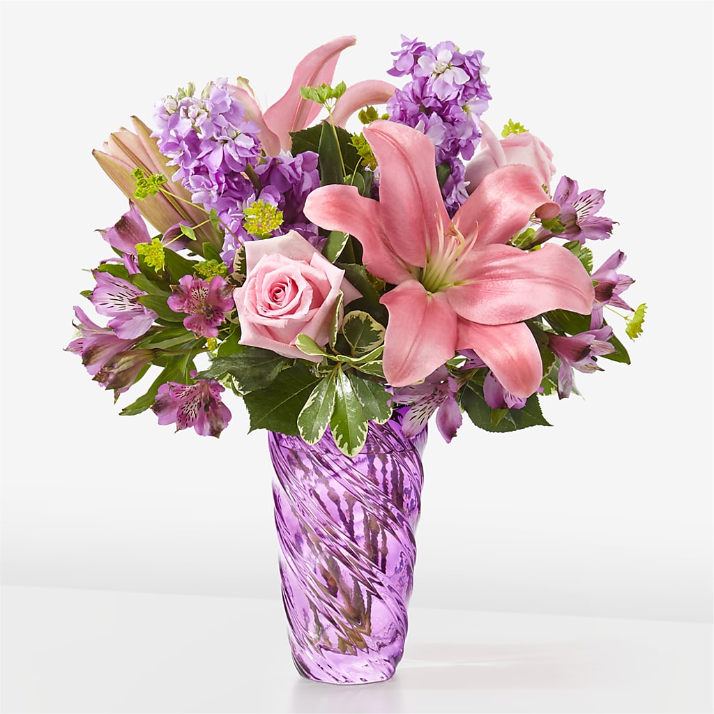 Precious Petals Bouquet with Luxe Swirl Vase – Flowers By Karen Inc, Ocean Springs MS