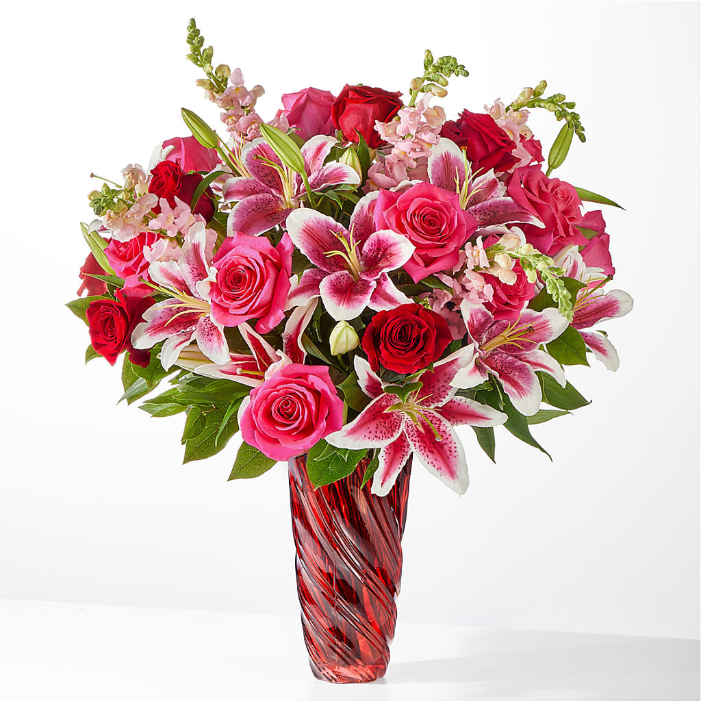 Always You Bouquet with Luxe Swirl Vase – Flowers By Karen Inc, Ocean Springs MS