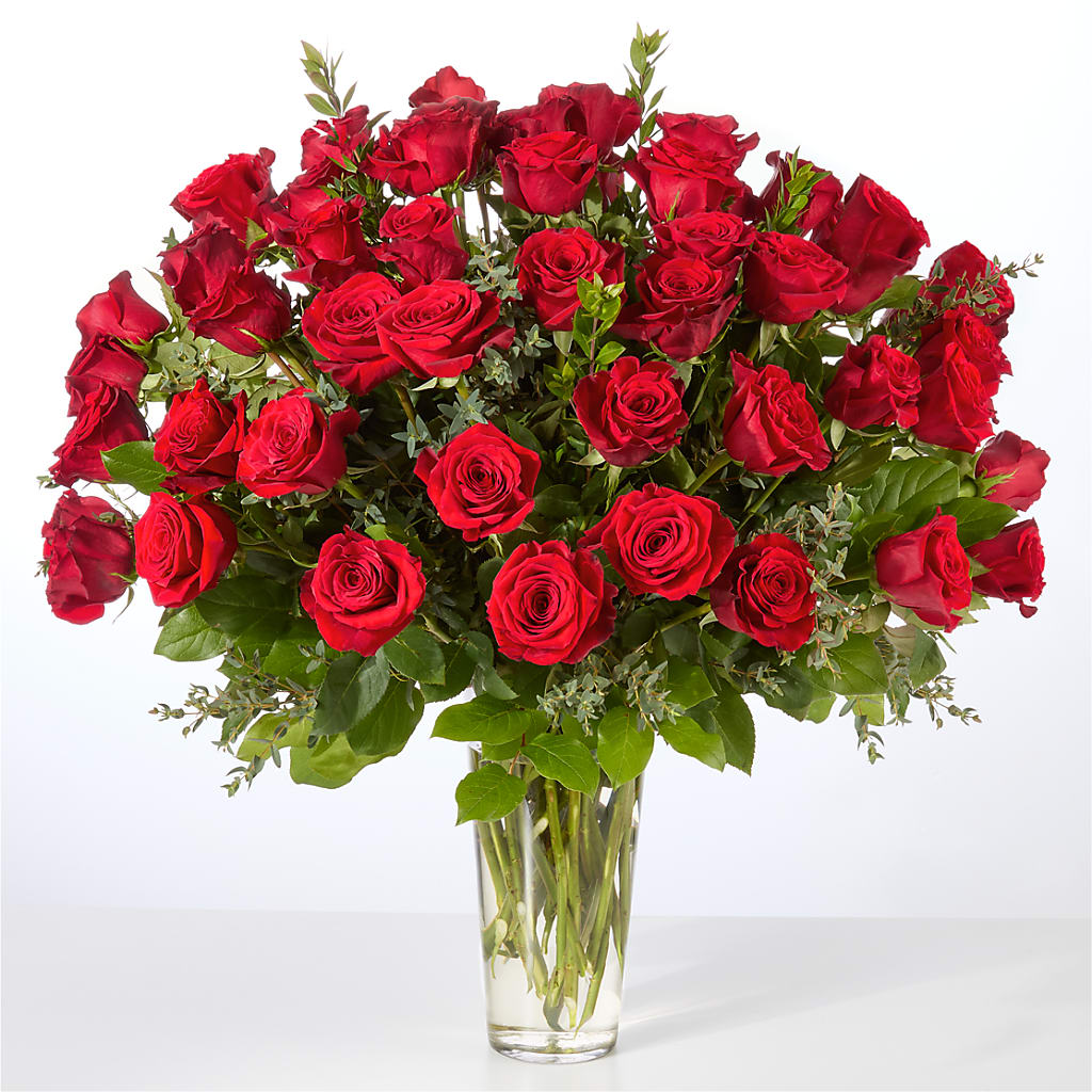 Forever Yours Fifty Stem Red Rose Bouquet – Flowers By Karen Inc, Ocean Springs MS