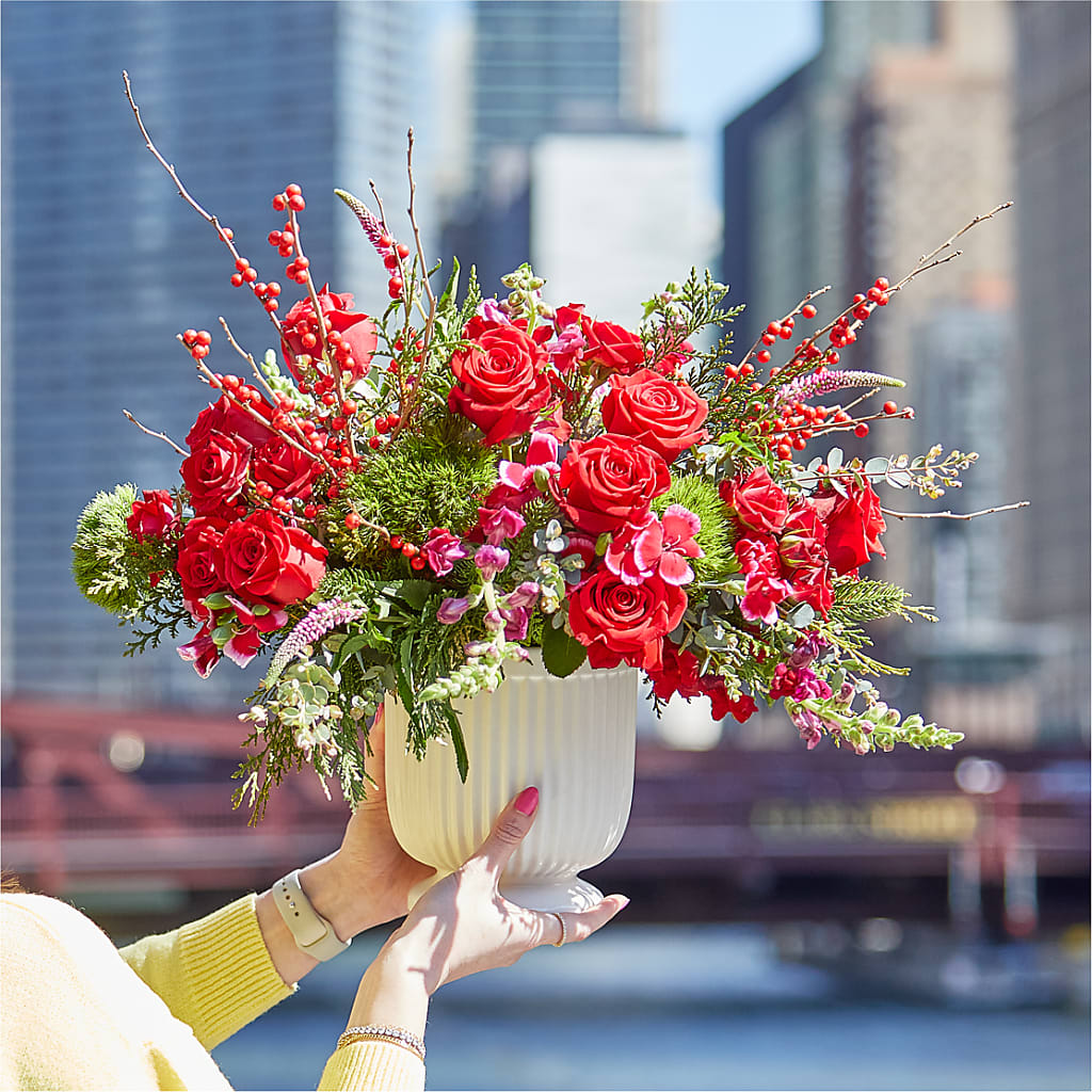 Big Red Bow Bouquet –  Flowers By Karen Inc, Ocean Springs MS