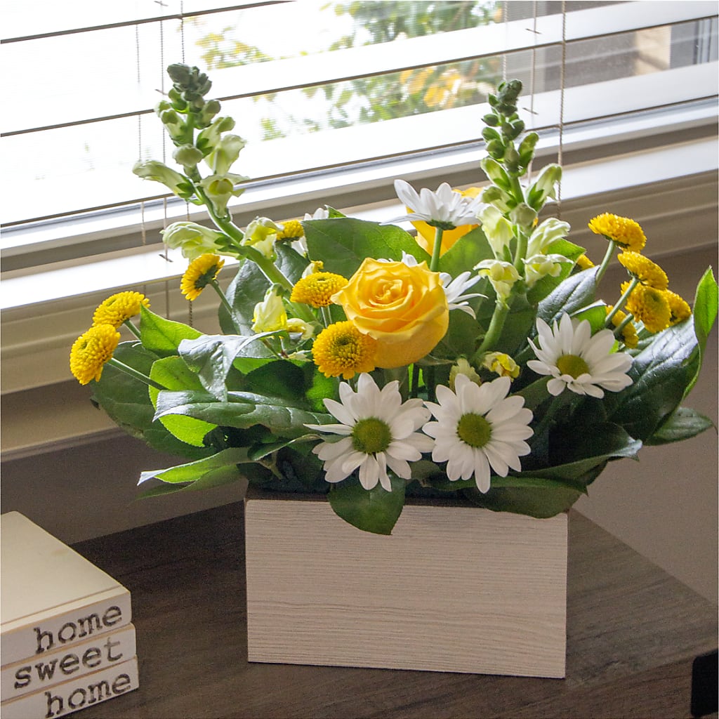 Sun Salutation Box Bouquet –  Flowers By Karen Inc, Ocean Springs MS