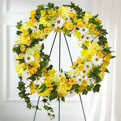 Golden Remembrance Wreath –  Flowers By Karen Inc, Ocean Springs MS