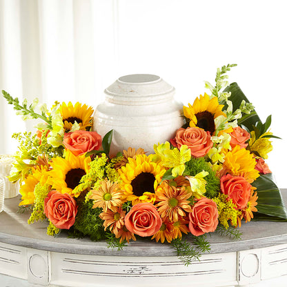 Faithful Sunflower Cremation Adornment –  Flowers By Karen Inc, Ocean Springs MS