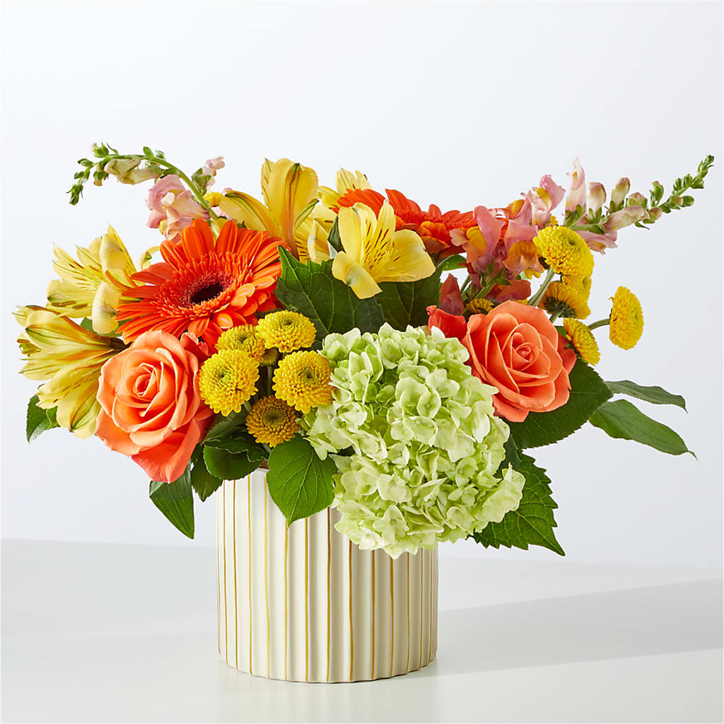 Autumn Sunshine Bouquet with Ivory Vase –  Flowers By Karen Inc, Ocean Springs MS