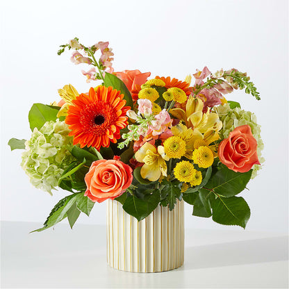 Autumn Sunshine Bouquet with Ivory Vase –  Flowers By Karen Inc, Ocean Springs MS