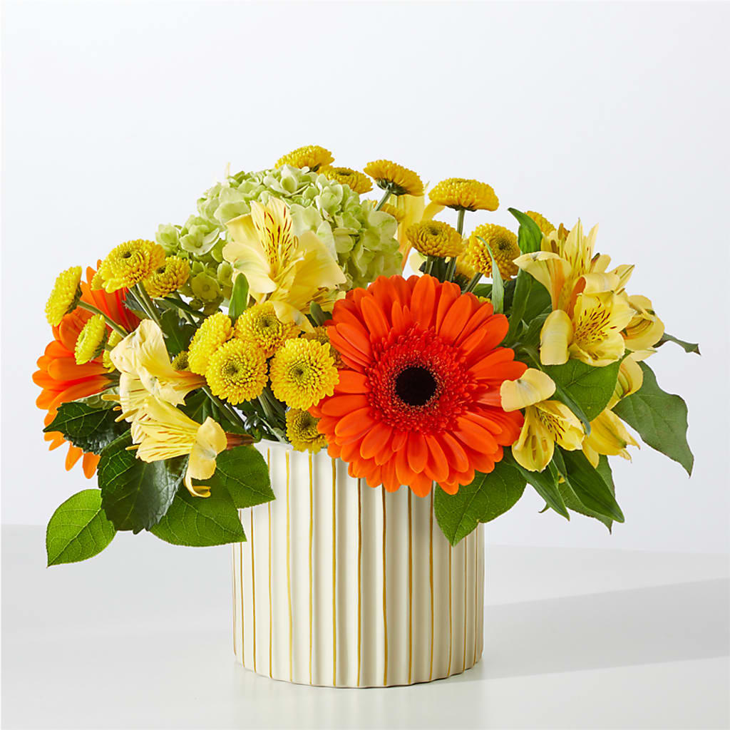 Autumn Sunshine Bouquet with Ivory Vase –  Flowers By Karen Inc, Ocean Springs MS