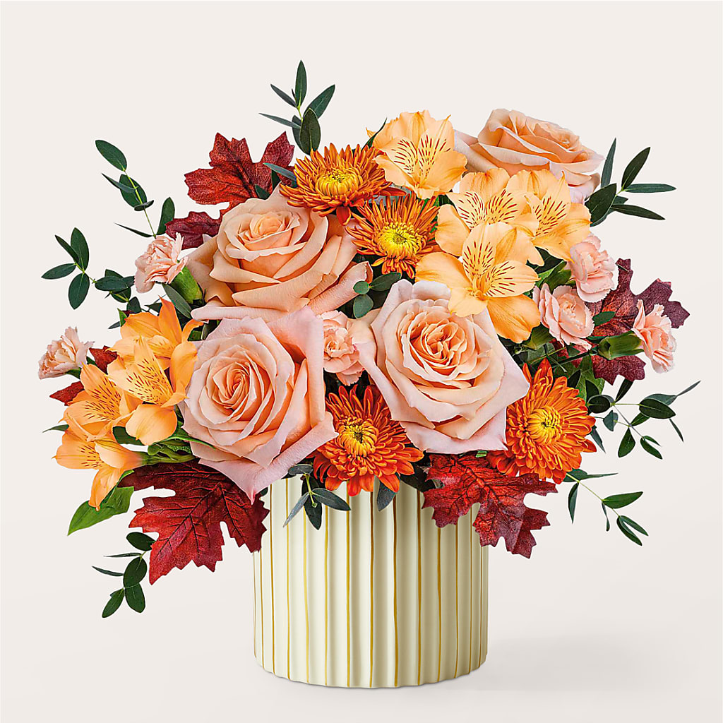 Spiced Latte Bouquet with Ivory Vase –  Flowers By Karen Inc, Ocean Springs MS