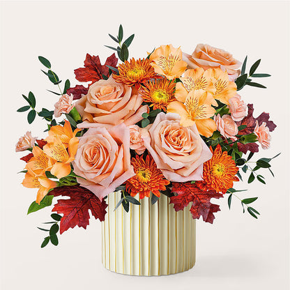 Spiced Latte Bouquet with Ivory Vase –  Flowers By Karen Inc, Ocean Springs MS