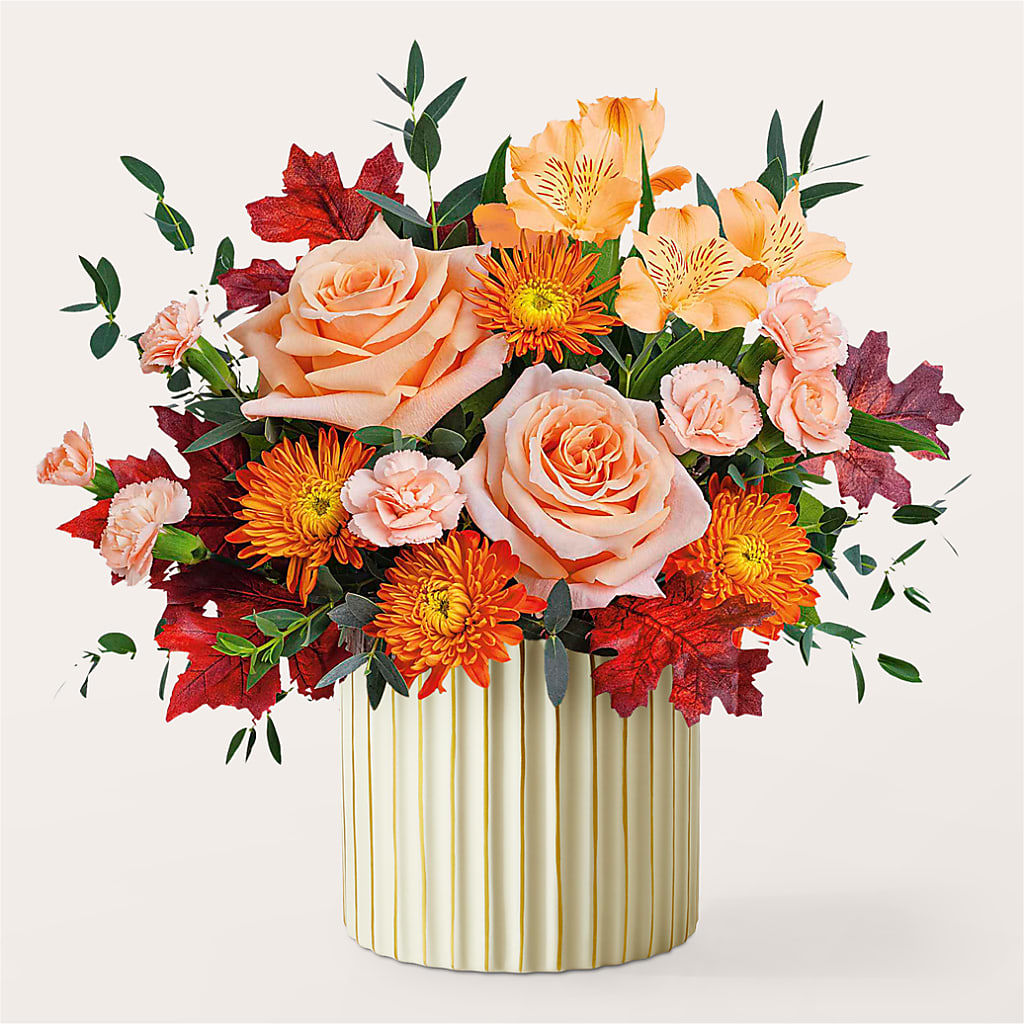 Spiced Latte Bouquet with Ivory Vase –  Flowers By Karen Inc, Ocean Springs MS
