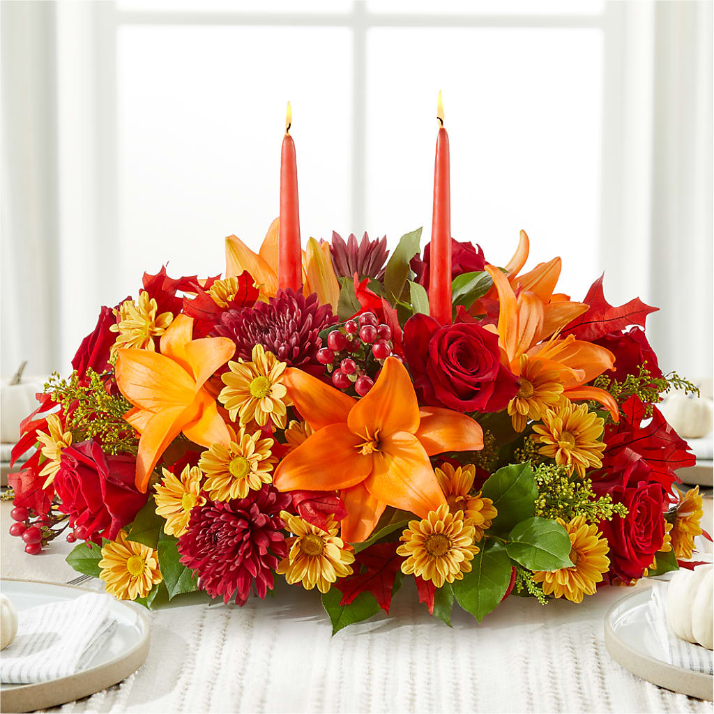 Autumn's Embrace Centerpiece –  Flowers By Karen Inc, Ocean Springs MS