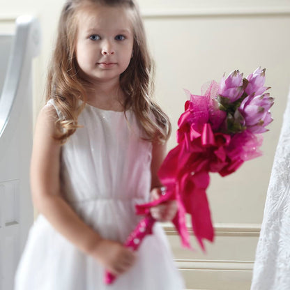 Sparkle Pink Flower Girl Bouquet –  Flowers By Karen Inc, Ocean Springs MS
