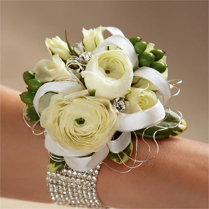 White Wedding Corsage –  Flowers By Karen Inc, Ocean Springs MS